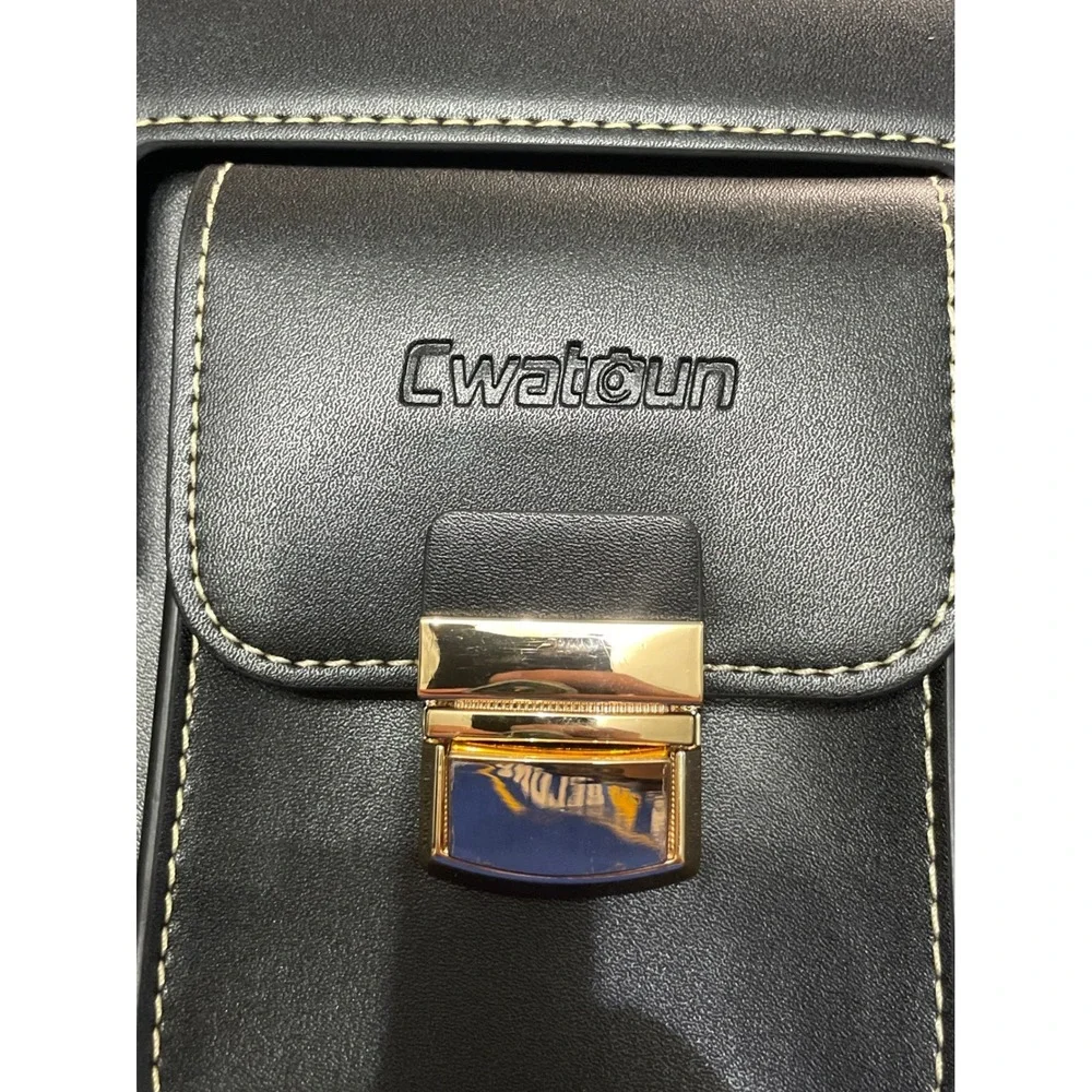 Cwatcun Camera Bag Retro PU Leather Crossbody Backpack Case